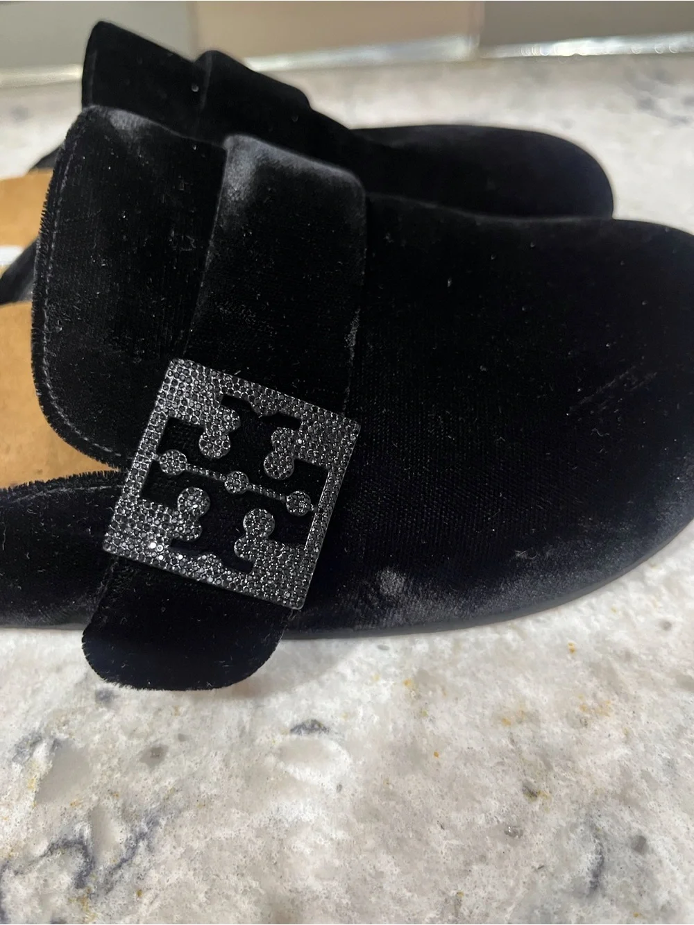 Tory Burch Mellow Pavé Velvet Mule Black  Clogs Size 7